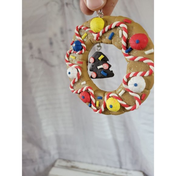 Tree wreath ornament gingerbread candy Xmas vintage - Picture 3 of 6